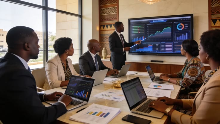 Business professionals making data-driven decisions